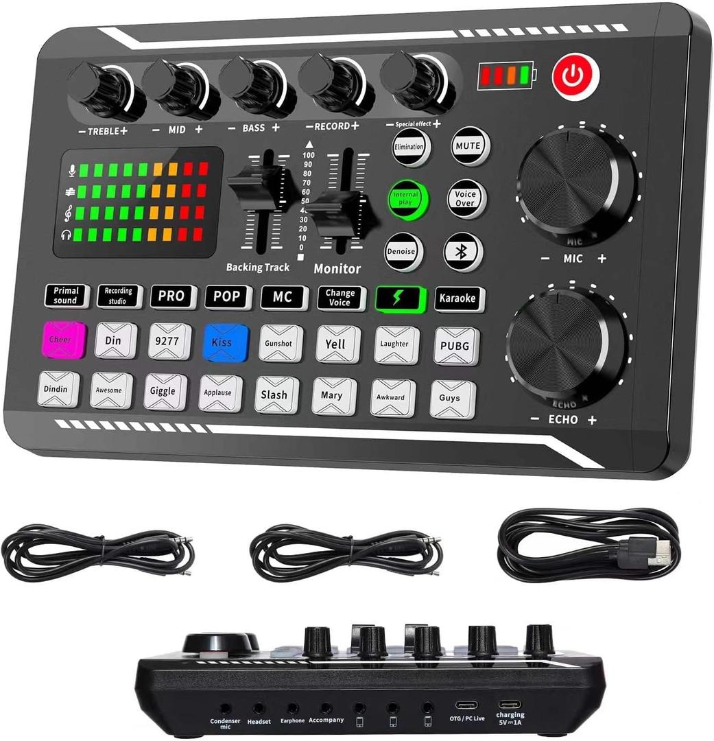 Professional Audio Mixer, SINWE Live Sound Card and Audio Interface with DJ Mixer Effects and Voice Changer, Podcast Production Studio Equipment, Perfect for Streaming/Podcasting/Gaming