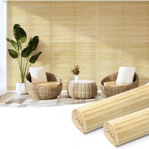 Art3d Natural Bamboo Wall Panel for Interior Wall Decor, Renewable Pole Wrap Wainscoting Paneling for Wall Ceiling Furniture Cabinet Office, 12 x 96 Inch, 2-Pack - Raw