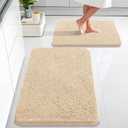 OLANLY Bathroom Rugs Sets 2 Piece, Soft Absorbent Chenille Bath Mats Area Rug Set, Non-Slip, Quick Dry, Machine Washable Bath Mats for Bathroom, Home Decor Accessories (30"x20"+24"x16", Beige)