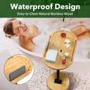 NiHome Bamboo Large Swivel TV Tray Table with Thickened Stable Non-Tipping Base, Adjustable Height Couch Table Tray, End Table, Bathtub Side Tray Table 360 Rotating for Hot Tub Bedside Sofa Balcony