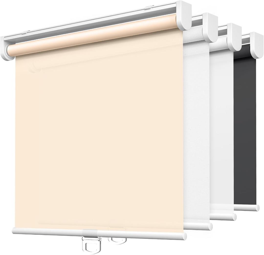 LazBlinds No Tools No Drill Cordless Roller Shades, Light Filtering Roller Blinds for Windows, Thermal Insulated UV Protection Roll Up Window Blinds and Shases, 35'' W x 72'' H, Beige