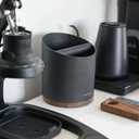 Normcore Espresso Knock Box - 1.8L Capacity, Holds 4045 Pucks - Heavy-Duty Stainless Steel Coffee Grounds Bin with Removable Knock Bar and Walnut Non-Slip Base, Black