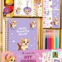 Clever Fox DIY Journal Kit for Girls  50+ Pcs Art & Craft Journaling Set for Kids & Teens  Creative Diary Writing Supplies for Teenagers  Birthday Gifts Ideas for 7 8 9 10 11 12 13 14 Year Old