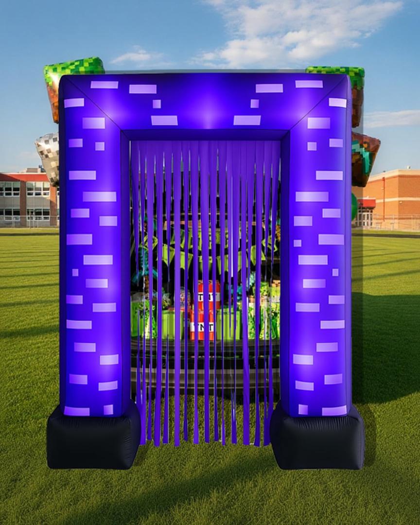 7FT Halloween Inflatable Pixel Trunk or Treat Car Decorations Kit for SUV BannerHalloween Garage Door Decorations Outdoor Haunted House (Pixel Gate)