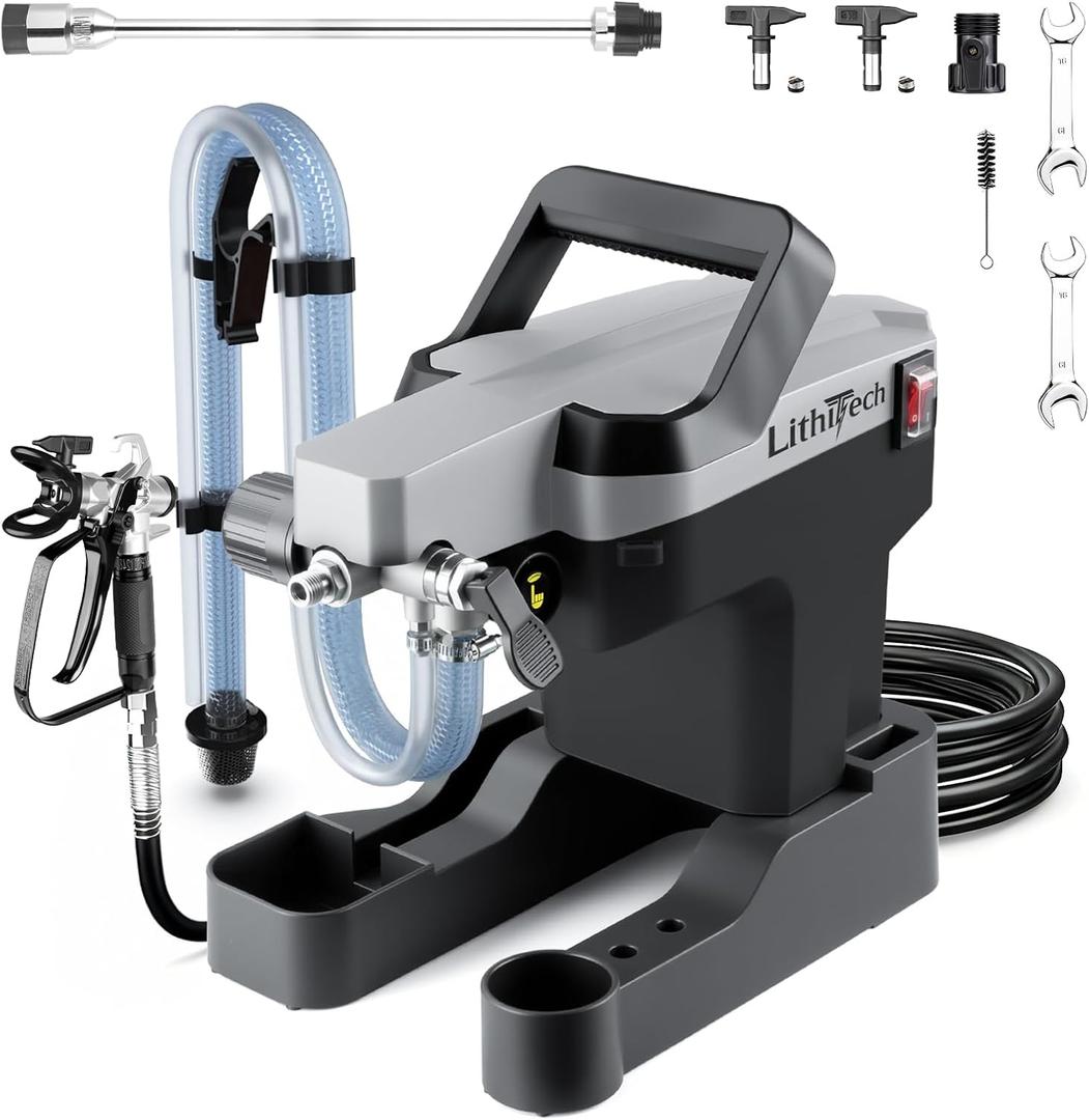 Airless Paint Sprayer, 3000PSI High Efficiency Paint Sprayer Gun,Thinning-Free,with Accessories Storage Space,with Extension & Other Accessories, Paint Sprayer for House Painting