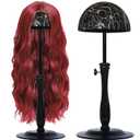 Wig Stand 1PC Iron Base Adjustable Height (12.6-18.5Inch) Wig Head Stands Portable Non-Slip Sturdy Wig Holder Stands Travel Wig Stand for All Wigs(Black)