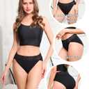 RHYFF Womens Underwear Cotton Bikini Panties High Cut Lace Panty Stretch Hipster Underpants Ladies Briefs (Black, XXL)