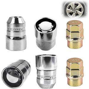 Chrome Cone Seat Wheel Locks Lug Nuts (M12 X 1.5 Thread Size) - 4 Locks / 2 Keys, Locking Lug Nuts Set with Lug Nut Key for Ford Toyota Honda Chevy, for Factory Wheels VPE-45700N2CH