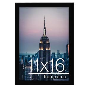 Frame Amo 11x16 Black Modern Picture or Poster Frame, 1 inch Wide Border, Smooth Wrap Finish, Acrylic Face Frame Amo 11x16 Black Modern Picture or Poster Frame, 1 inch Wide Border, Smooth Wrap Finish, Acrylic Face