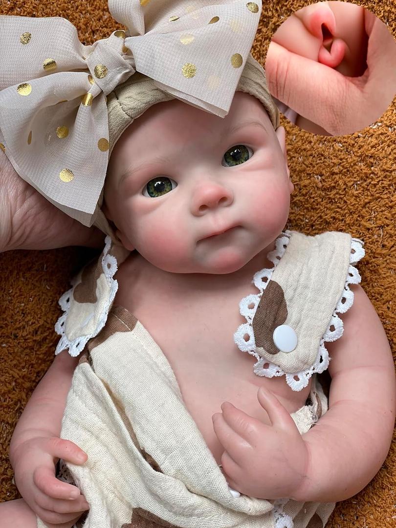 Abenduot 18inch Bettie Girl Doll Can Open Mouth Anatomically Correct Silicone Baby Dolls Realistic Full Solid Silicone Body Newborn Dolls Flexible
