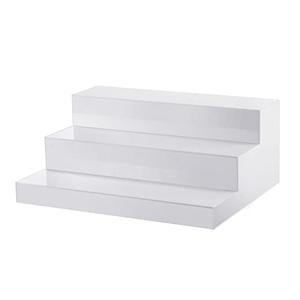 CiaoHER Large Acrylic Wine Liquor Bottle Rack 3 Tier White Countertop Riser Display for Bar Coffee Leisure Station Retail Store Shop Grocery Collection Organizer Stand (16''-1pack)