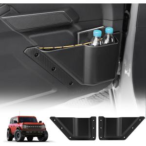 Front Door Storage Pockets for Ford Bronco 2021-2026, 4PCS Front Door Side Organizer Box Storage Expansion Interior Cup Holder Accessories fit Bronco 2/4-Door, Not for Sports