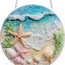 Diymood DIY Hanging Diamond Art Kits for Adults Beach, Diamond Painting Kit Pendant Special Shaped Double Sided Acrylic Sun Catcher Board Wreath Pendants Canvas Window Wall Decor 7.68 x 7.68 Inch (Colorful-9)