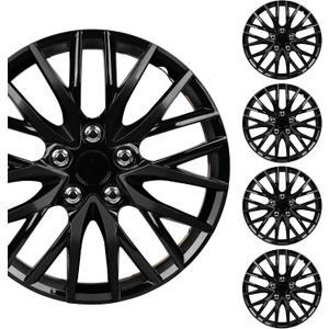 BDK (4-Pack) Premium Black Hubcaps 16" Wheel Rim Cover Hub Caps OEM Style Direct Replacement Snap On Car Truck SUV Van - 16 Inch, Set of 4