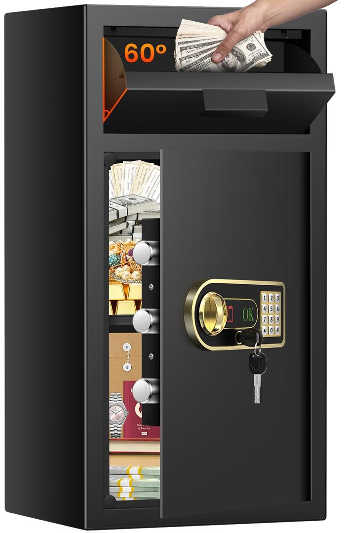7.5 Cuft Large Commercial Drop Safe for Business, Anti-theft Depository Safe Box with Drop Slot, Digital Keypad, Spare Key and Removable Shelf, Heavy-duty Cash Drop Box Safe for Bars Office Retail