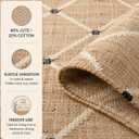 Jute Runner Rug 2.5'x8, Hand Woven Area Rug - Handcrafted Premium Geometric Design, Indoor Natural Fiber Hallway Jute Rug - Rustic Farmhouse Carpet for Kitchen, Entryway, Hallway, Bedroom - Natural