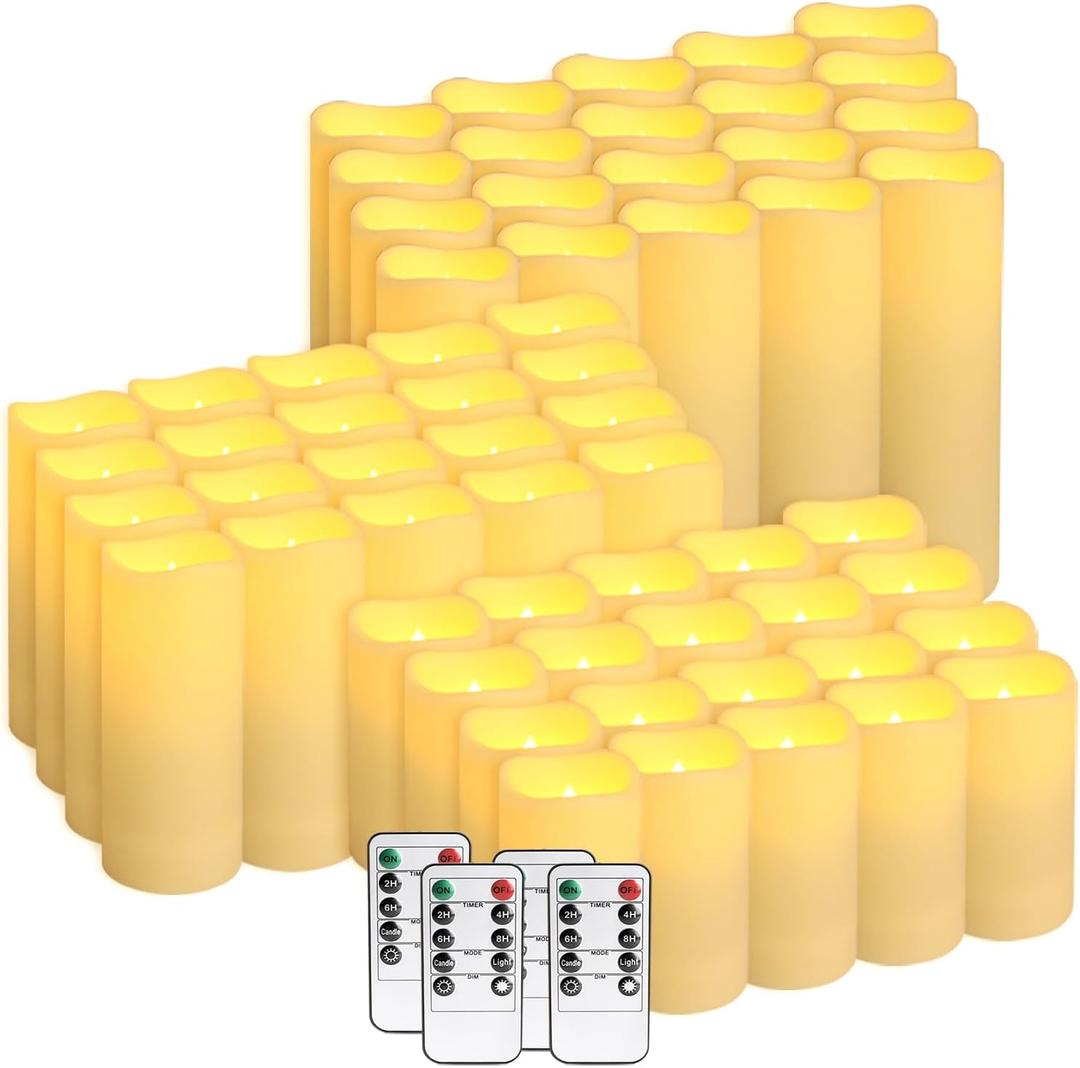 48-Pack LED Flameless Candles with Remote Control - Perfect for Home, Parties, and Special Occasions - Create a Magical Ambiance Effortlessly(Three Sizes) (3--Ivory-48)