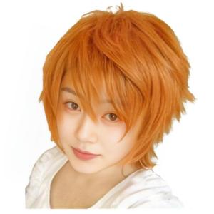 Anime Men Short 11.81''/30cm Orange Curly Fluffy Wig, Layered Multifunction Cosplay Heat Resistant Fiber Synthetic Wig For Men