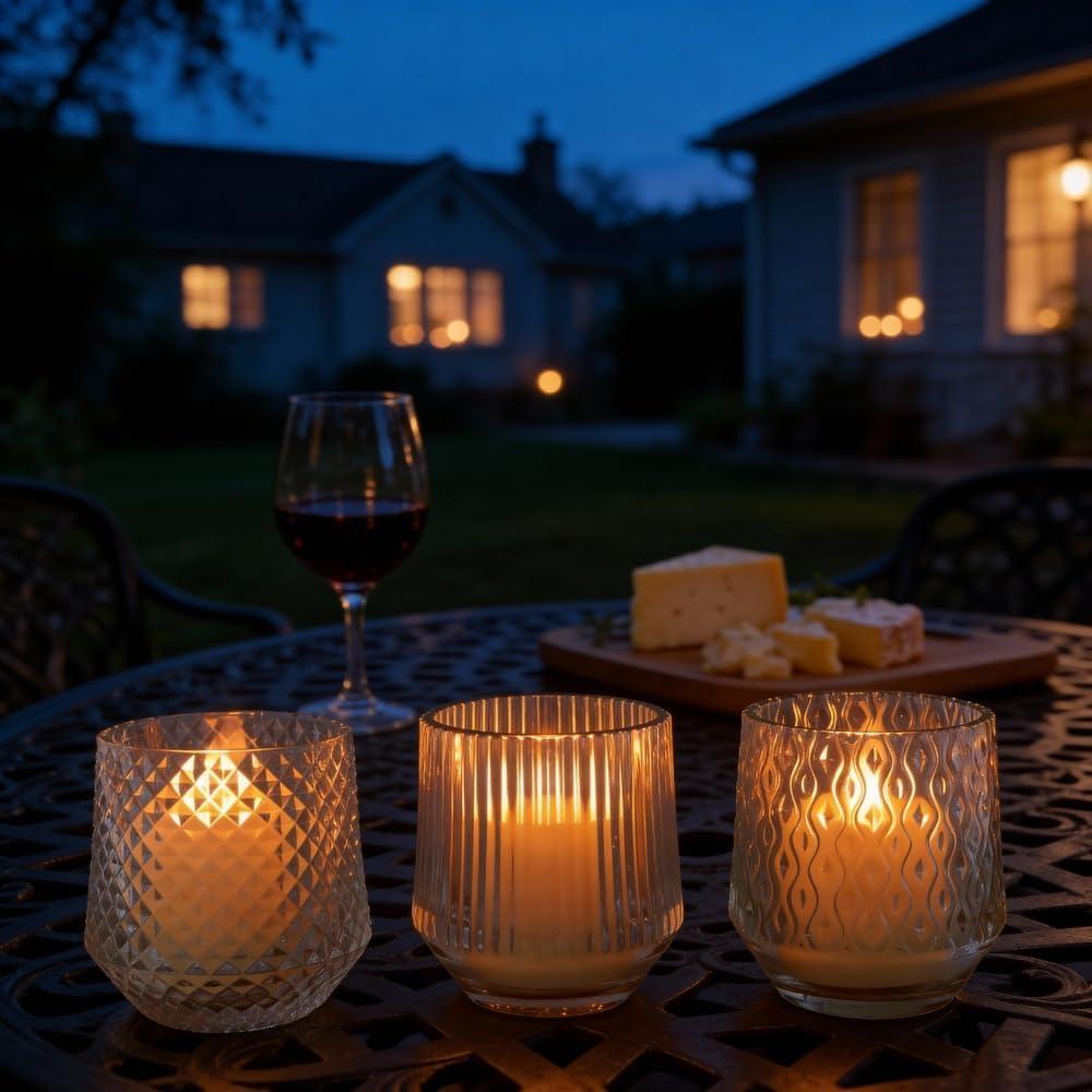 Rechargeable Flameless LED Candles Set  Crystal Clear Glass, Real Wax, Warm White Flicker, Remote & Timer, Spring Home Decor for Women, USB Rechargeable