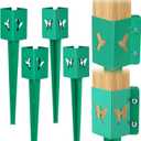 4x4 Fence Post Anchor Ground Spike - Metal Post Stake 24inch, Powder Coated Post Base for Mailbox, Pergola, Gazebo, Deck Railing, Bird Feeder (Inner Diameter 3.6 x3.6 Inch) (Butterfly with Bird)