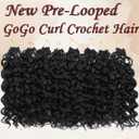 Pre looped Gogo Curl Crochet Hair 12 Inch 8 Packs Pre twisted Short Curly Crochet Hair for Black Women Ocean Wave Braiding Hair Water Wave Deep Braiding Hair (12 inch 1B)