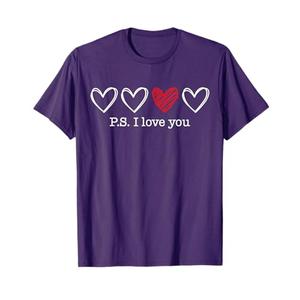 PS I Love You Day Valentine's Day Purple Heart Women Men Kid T-Shirt XL Ladies