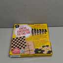 Regal Games - Reversible Wooden Board for Chess, Checkers & Tic-Tac-Toe - 24 Interlocking Wooden Checkers and 32 Standard Chess Pieces - for Age 8 to Adult for Family Fun (10.5 Inch - Reversible)