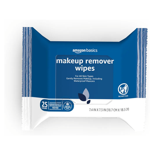 Amazon Basics Makeup Remover Wipes, Gentle Cleansing, Dermatologist Tested, Original, Plant Based, Alcohol-Free, Removes Waterproof Mascara, 25 Count Per Pack, Pack of 2