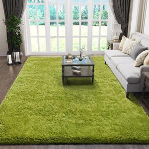 Ophanie Green Rugs for Living Room 5x8, Grass Shag Fluffy Large Fuzzy Plush Soft Carpets, Floor Shaggy Area Rugs for Bedroom, Carpet for Kids Boys Girls Dorm Nursery Home Decor Aesthetic (5x8 Feet, 7- Green)