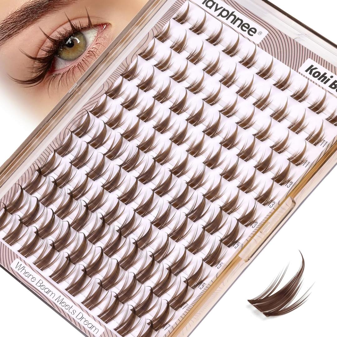 Brown Lash Clusters Manga Cluster Eyelash Extensions Spiky Cluster Lashes Fairy Individual Lashes Anime CC-Curly Eyelash Clusters DIY at Home Easy to Apply Viva Lash Spikes 11-17MM