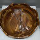 Geiserailie 15 Inches Scalloped Acacia Wood Salad Bowl Set, Serving Bowl