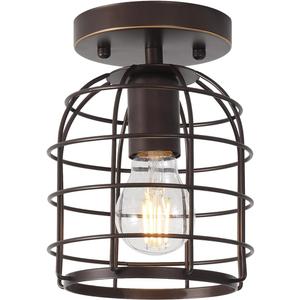 Create For Life Industrial Vintage Flush Mount Ceiling Light,Oil Rubbed Bronze Semi Flush Mount Ceiling Lamp Fixture for Hallway Stairway Kitchen Garage, E26, 1 Pack