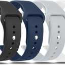 Amzpas 20mm 22mm Watch Bands Quick Release Watch Straps, 4 Pack Soft Silicone Replacement Sport Watch Wristbands for Women Men (Black + navy blue + gray + white)