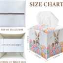 Colorful Rabbit Eggs Tissue Box Cover, Easter Square Leather Tissue Holder with Bottom Belt, Decorative Facial Paper Organizer for Home Office Car Bathroom Vanity Countertop, Easter Decorations /11