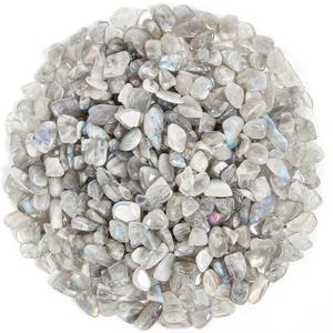 1.1lb Natural Crushed Grey Moonstone Labradorite Crystal Tumbled Chips - Grey Labradorite Healing Crystals Chips Bulk