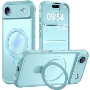 MOCCA Design for iPhone Air Case, Compatible with Magsafe [Premium Invisible Magnetic Ring Stand] [Military Drop Protection] Full Camera Guard Translucent Matte Slim Phone Cover 6.5",Blue