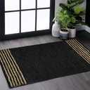GRUHUM Jute Area Rug 2x3ft - Natural Fiber Black Rectangular Leather Handwoven Boho Farmhouse Soft Braided Rustic Vintage Ecofriendly Rugs Indoor Living Room Kitchen Hallways Enterways (2x3ft Doormat)