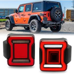 LED Tail Lights for 2018 2019 2020 2021 2022 2023 Jeep Wrangler JL with Running & Brake & Turn Signal & Reverse Lights - 2PCS
