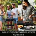 Artestia 1800W Electric Outdoor Grills with Lid Indoor Smokeless Grill for Balcony with Temperature Control Portable Removable Stand Grill for Cooking, BBQ Party, Family