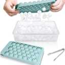 WIBIMEN Ice Cube Tray with Lid and Bin - Round Ice Trays for Freezer with Lid - Ice Cube Trays for Freezer with Ice Container (1"-2PACK Blue)