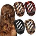 Hair Clips for Women, 4 Pack Duckbill Flat Claw Clamps, Round Casual Versatile Solid Color, Simple Elegant Design for Thick Thin Long Short Hair (4PCS-Style-9)