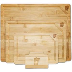 KF Bamboo Cutting Board Set of 3 with Holder - Large