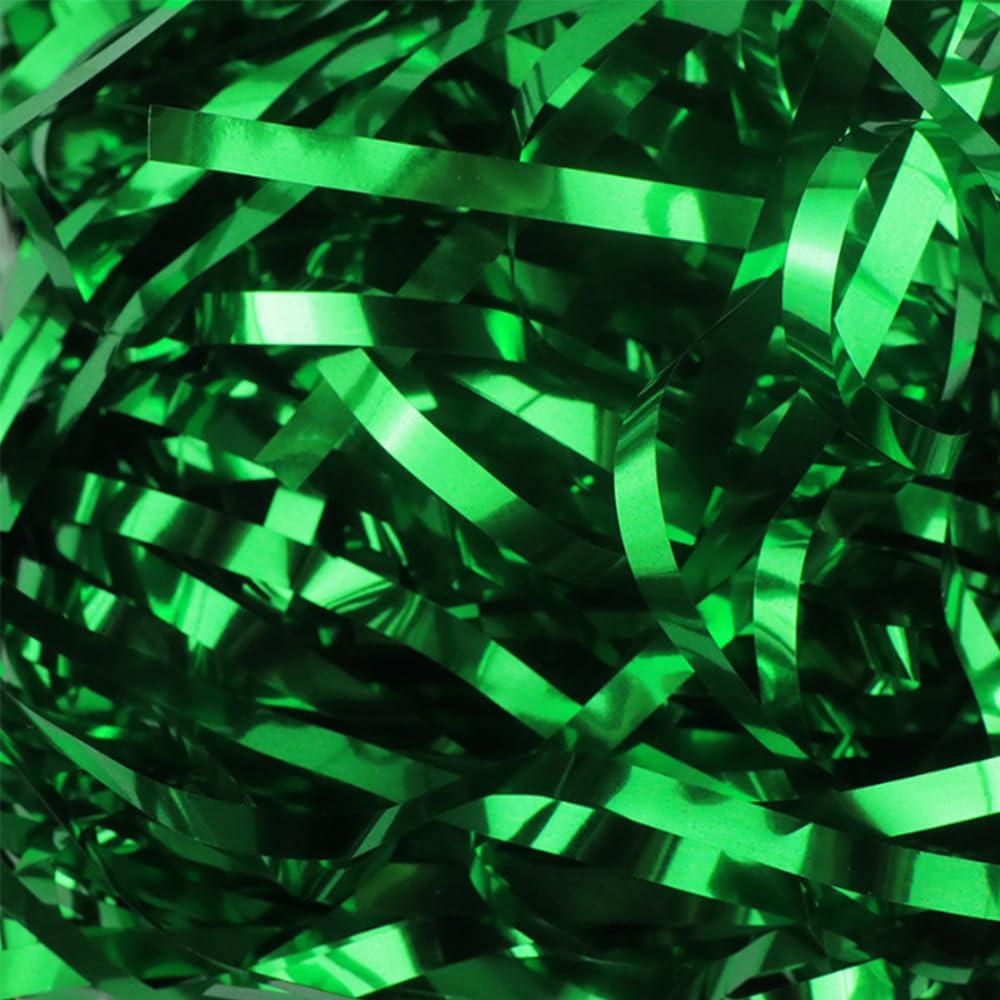Amsthow Basket Grass Green Basket Filler 1/2 LB Gift Wrap Shredded Shiny Cut Confetti Raffia Box Stuffing for Birthday Wedding Wrapping