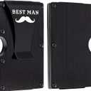 awofer Best Man Wallets Personalized Gifts Set Custom for Groomsmen Metal Black Wallet Aluminum with Money Clip Engraved Best Man Gifts Elegant Card Holder Wallet