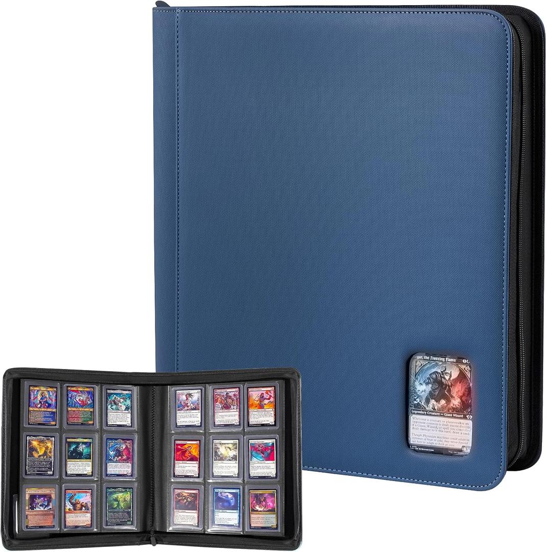 ProCase Top Loader Binder, 9 Pocket Holds 324 Toploaders, Waterproof PU Leather with Non-PVC Pockets for Trading Cards or Sports Cards, Compatible with TCG, MTG in 3"x4" Toploader -Navy