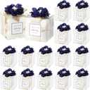 Wenqik 20 Pack Clear Wedding Favor Boxes with Navy Blue Pearl Flowers, Ribbon and Thank You Stickers, Elegant Plastic Candy Gift Boxes for Bridal Shower, Baby Shower, Birthday Wedding Supplies