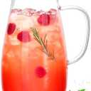 LUNA & MANTHA Glass Pitcher with Lid, Water Pitcher for Fridge, 64oz Drink Jug with handle, Borosilicate Glass for Iced Tea, Juice, Milk, Coffee Hot Cold Beverages Carafe 2 Quart