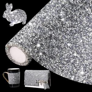 Locacrystal Bling Rhinestone Sticker DIY Home Decor Stickers Self-Adhesive Crystal Sheet Stickers for Cars & Crafts Decoration(Silver,9.4" x 15.8")