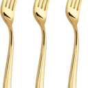 WDF 300PCS Gold Plastic Forks - Heavy Duty Gold Forks Disposable - Sturdy&Durable Plastic Silverware Bulk for Wedding Party Daily Using Baby Shower Spring