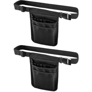 QWORK Medical Organizer Belt, Nurse Storage Bag Waist Bag Pouch for Medical Scissors Care Kit Tool, (Black, 10x7) (2 pcs)